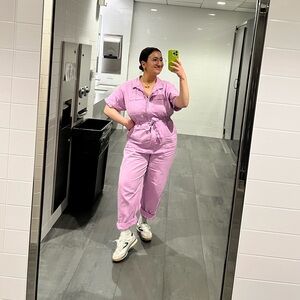 Pink Cotton Utility Jumpsuit / Worksuit
